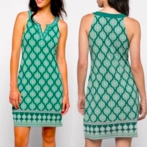 Magnolia Grace Womens XXL Green Pink Embroidered Boho Travel Midi Shift Dress